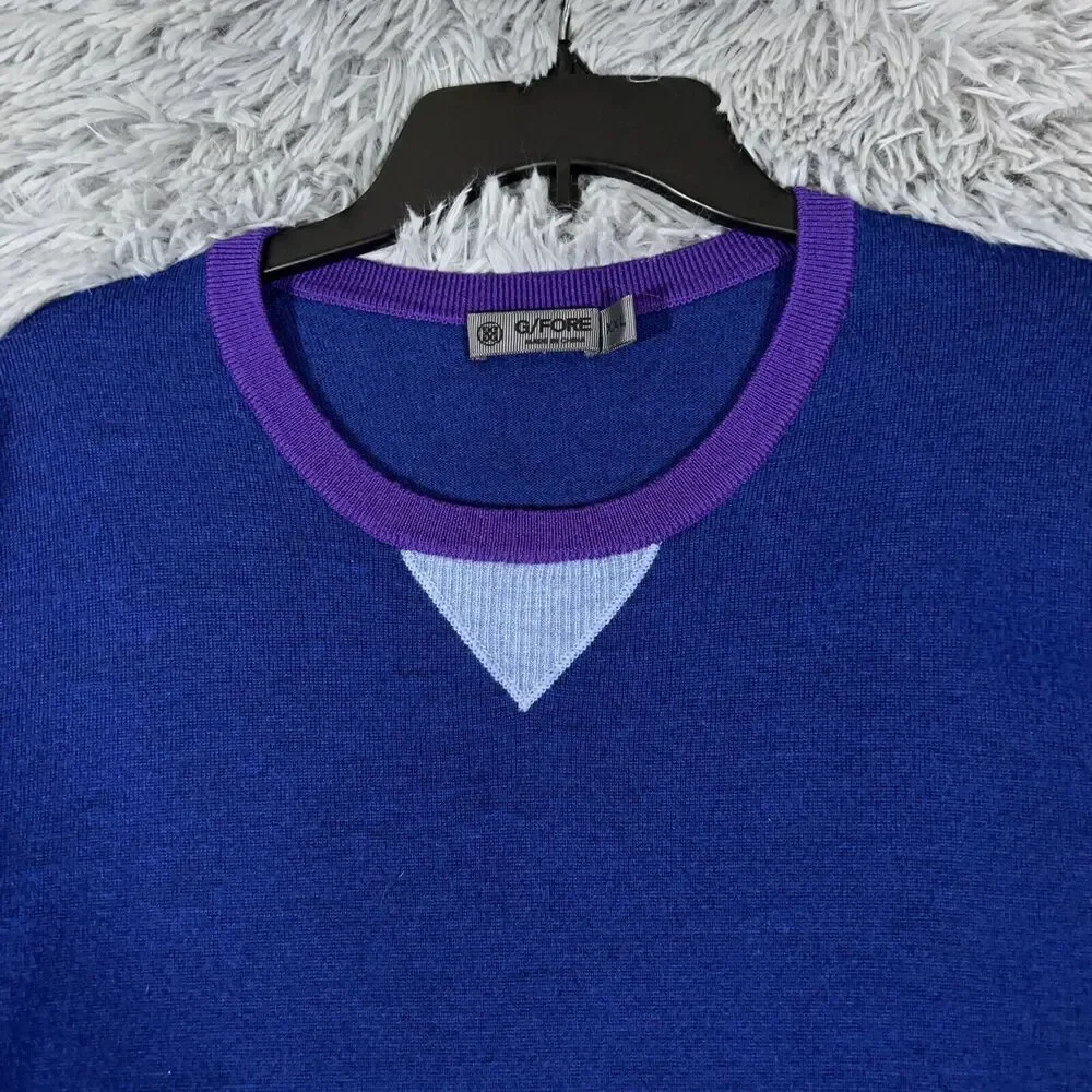 G Fore Adult Sweater Mens XXL Blue Purple Wool Solid Pullover Long Sleeve Mens